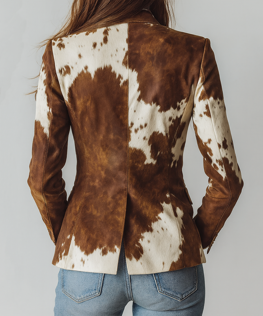 Inés | Blazer Vintage con Estampado de Vaca