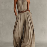 NINA | ELEGANT BELTED WIDE-LEG JUMPSUIT