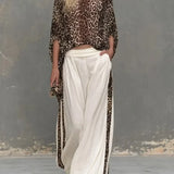 MARCELLA | LEOPARD-PRINT TOP & WIDE-LEG TROUSERS SET