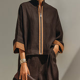 MARIANA | LINEN STAND-COLLAR TWO-PIECE SET