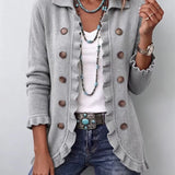 Obdulia | Chaqueta de Punto Gris Jaspeado con Volantes