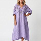 Tavi | Floral Embroidered Oversized Pocket Midi Dress