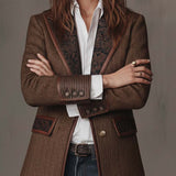 Gisela | Blazer con Paneles de Estampado Espiga