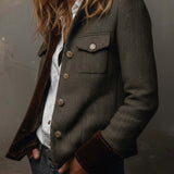 Olivia | Blazer Vintage de Espiga con Ribetes en Contraste