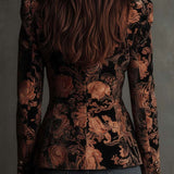 Berta | Blazer Sastre con Estampado Floral Negro y Bronce