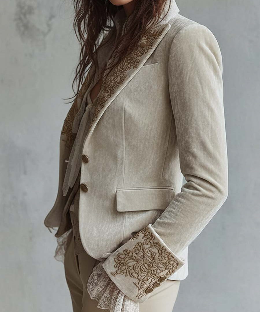 Constanza | Blazer Sastre Bordado Marfil