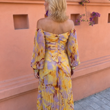 Greta™ | Vestido largo floral con escote pronunciado