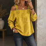 Velmira - Casual Buckle Strap Denim Top