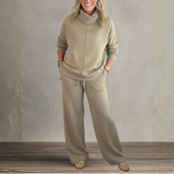 Elegant High Collar Knit Set