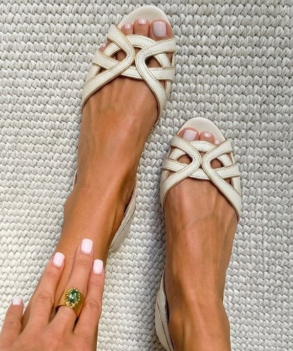 Camilla — Woven Cream Sandals