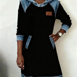 Lunariae – Casual Contrast Hoodie Dress