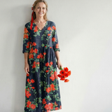 Cyrus | Calm Drape Floral Midi Dress