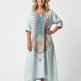 Kassiani | Ornate Panel Embroidered Oversized Pocket Midi Dress