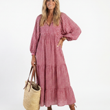 Arlette | Geometric Print Long Sleeve Midi Dress