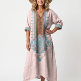 Kenza | Embroidered Panel Relaxed Pocket Midi Dress