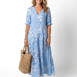 Alora | Floral Print Tassel Tie Midi Dress