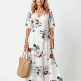 Maeva | Scattered Floral Tassel Tie Midi Dress