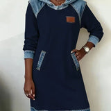 Lunariae – Casual Contrast Hoodie Dress