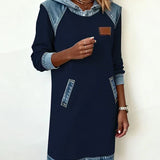 Lunariae – Casual Contrast Hoodie Dress