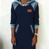 Lunariae – Casual Contrast Hoodie Dress