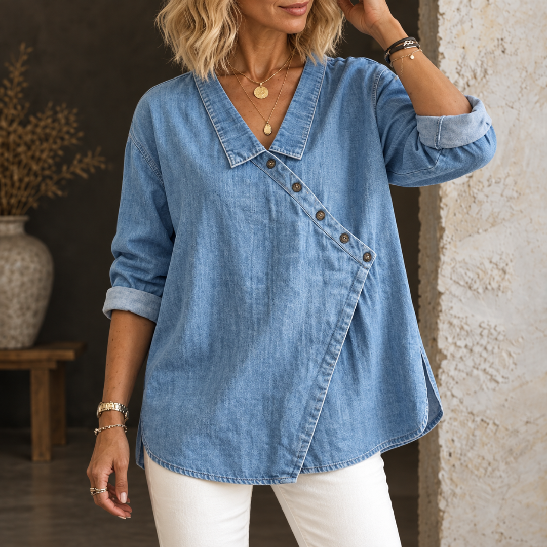 Anna™ | Denim Button-Up Blouse