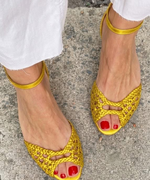 Isadora — Woven Gold Sandals