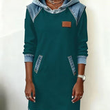 Lunariae – Casual Contrast Hoodie Dress