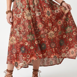 Saffron | Mixed Pattern Relaxed Pocket Midi Dress
