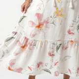 Noa | Soft Floral Tiered Tassel Midi Dress