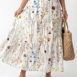 Sylvie | Botanical Print Tassel Tie Midi Dress