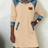 Lunariae – Casual Contrast Hoodie Dress