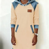 Lunariae – Casual Contrast Hoodie Dress