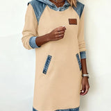 Lunariae – Casual Contrast Hoodie Dress