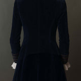 Adriana | Chaqueta Larga Bordada Vintage Azul Marino