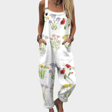 Navy Floral Print Dungaree