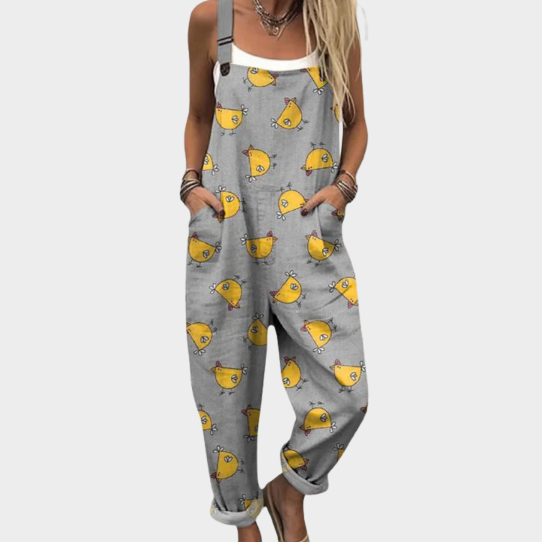 Blue Meadow Print Dungaree