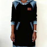 Lunariae – Casual Contrast Hoodie Dress