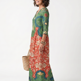 Sloane | Mixed Print V Neck Pocket Midi Dress
