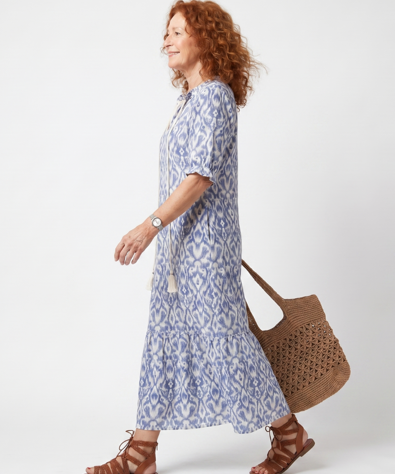 Ottoline | Tassel Tie Neck Printed Midi Dress