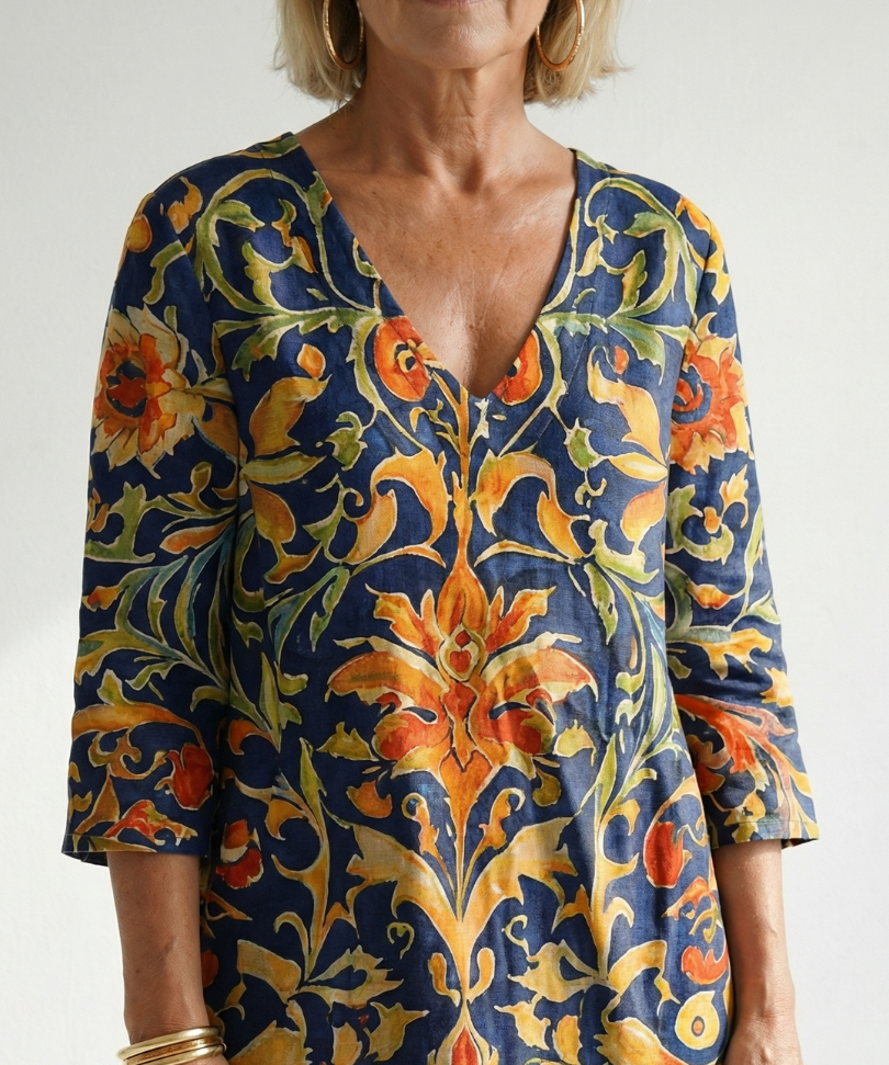 Elise | Clean Ornate Floral Midi Dress