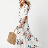 Maeva | Scattered Floral Tassel Tie Midi Dress