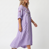 Tavi | Floral Embroidered Oversized Pocket Midi Dress