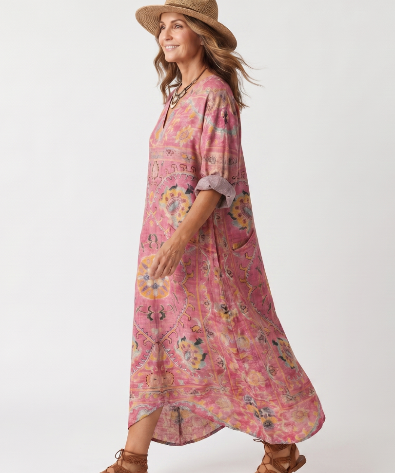 Tilda | Abstract Print Relaxed Pocket Midi Dress