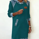 Lunariae – Casual Contrast Hoodie Dress
