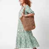Ilara | Pattern V Neck Tassel Midi Dress