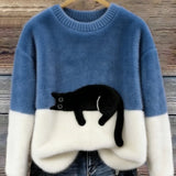 Aileen™ | Elegant Cat Print Oversized Sweater