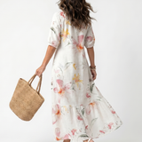 Noa | Soft Floral Tiered Tassel Midi Dress