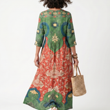 Sloane | Mixed Print V Neck Pocket Midi Dress