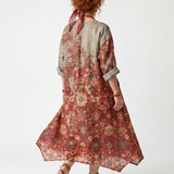 Saffron | Mixed Pattern Relaxed Pocket Midi Dress