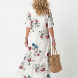 Maeva | Scattered Floral Tassel Tie Midi Dress